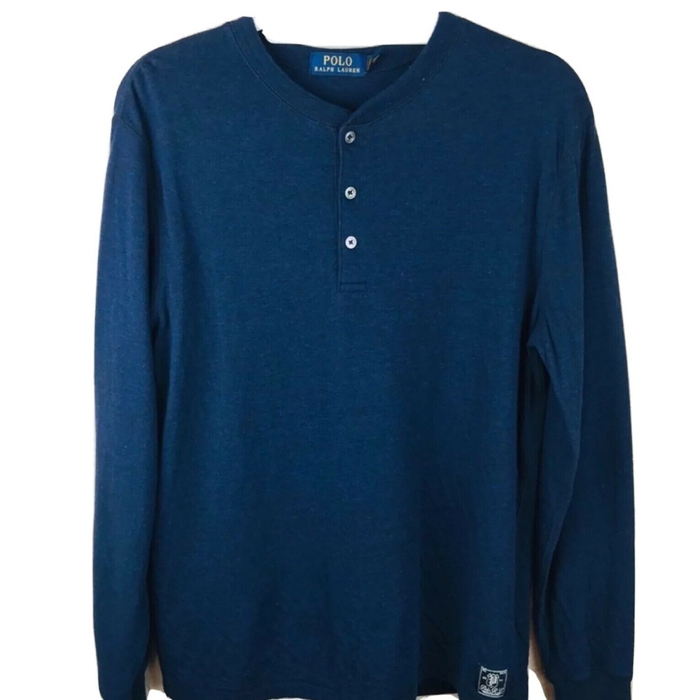 Polo Ralph Lauren Mens Super Soft Navy 1/4 Button Front Pullover Sz M